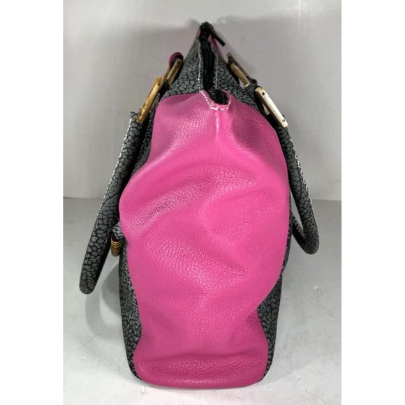 African Lily Pink and Gray Leather Tote Bag - Picture 9 of 16